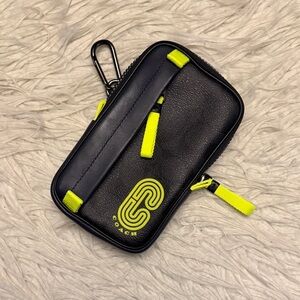 Coach Black and Neon Yellow Pouch